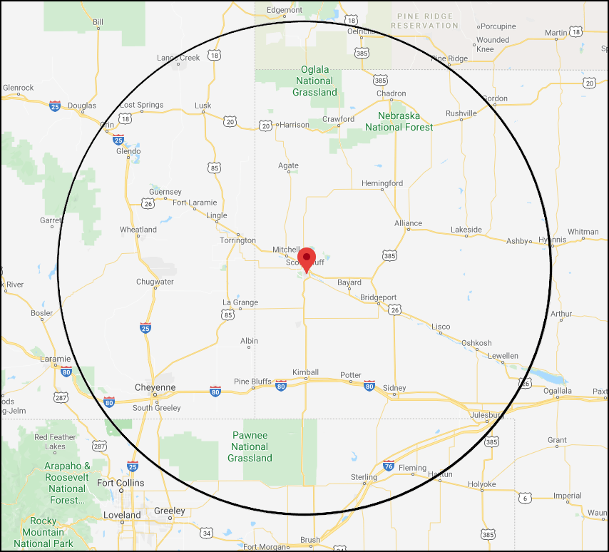 Frontier Basement service area map